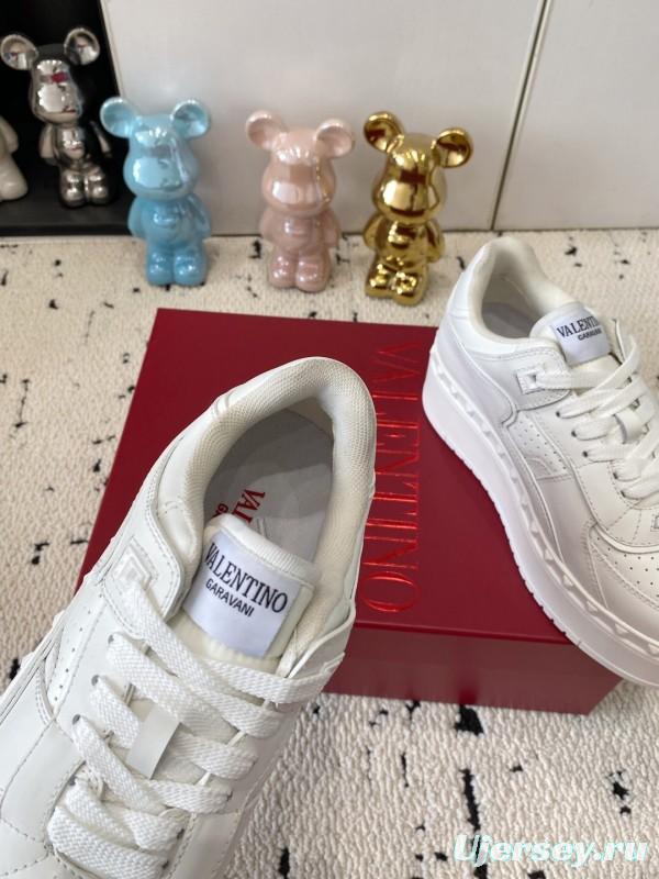 2025 Women Valentino White Leather Platform Sneakers LY00340
