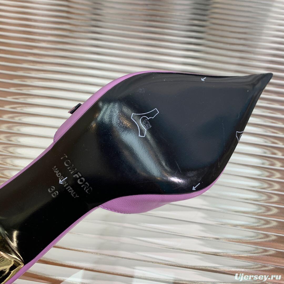 2025 Women TOM FORD Purple Gold Leather Mules