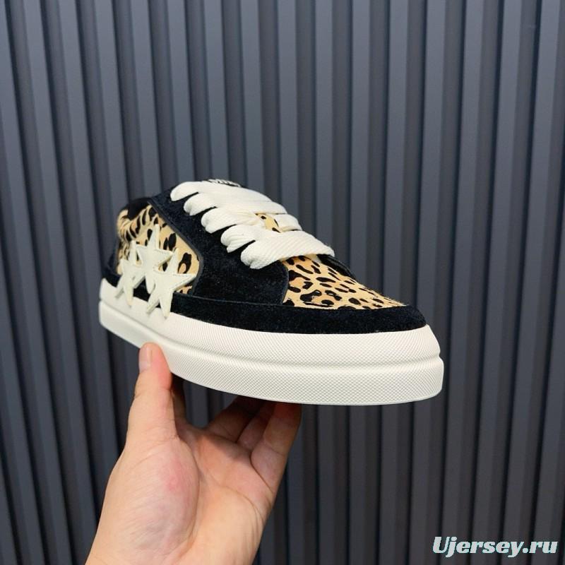 2024 Women Amiri Black Leopard Suede Leather Sneakers MJ00300