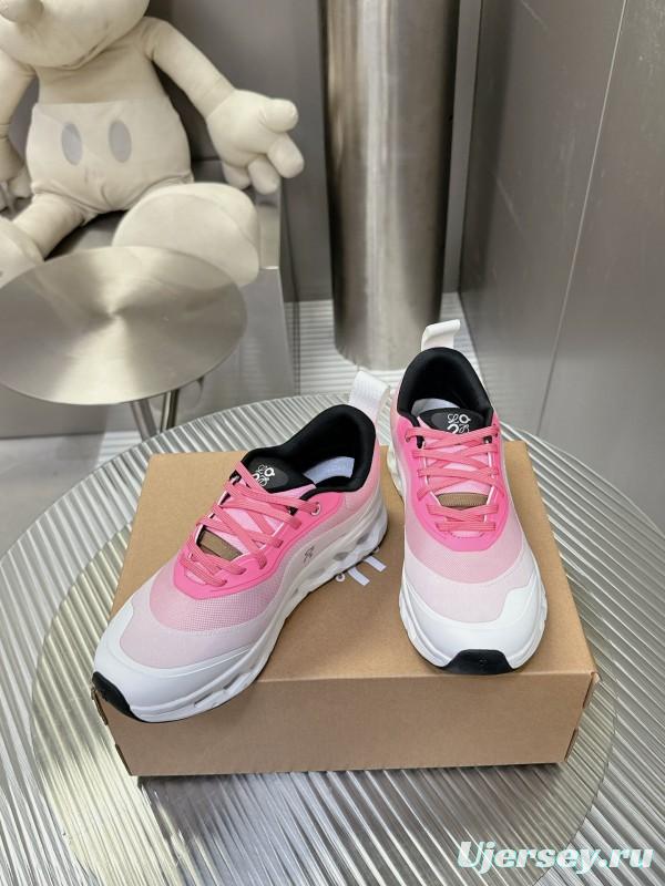 2025 Women Loewe Pink White Mesh Leather Sneakers