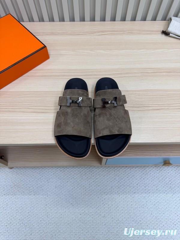 2025 Slippers Hermès Brown Suede Slippers