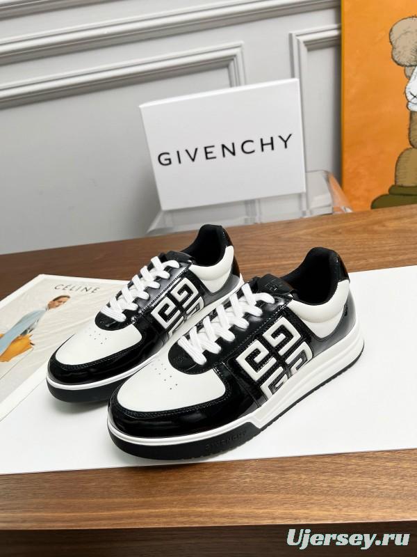 2024 Unisex Givenchy Black White Silk Calfskin Low Top Running Sneakers MJ00380