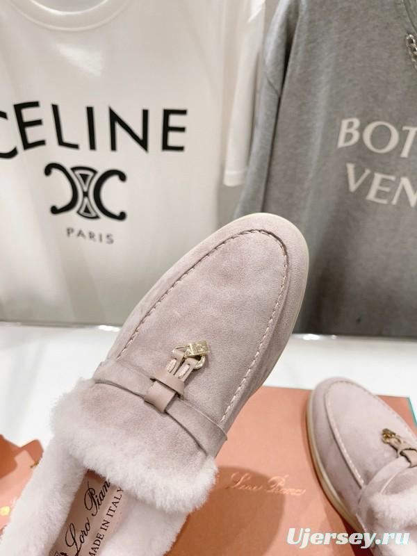 2024 Women LP Beige Suede Shearling Loafer MJ00300