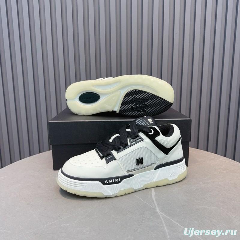 2024 Unisex Amiri Black White Leather Sneakers MJ00360