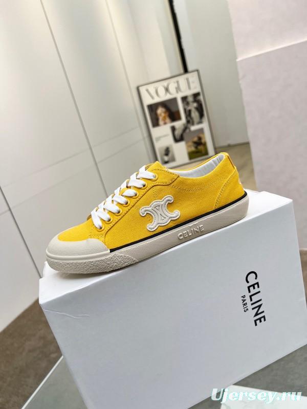 2025 Women Celine Yellow Canvas Sneakers LY00210