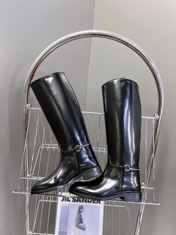 2024 Women Gucci Black Leather Boots MJ00620