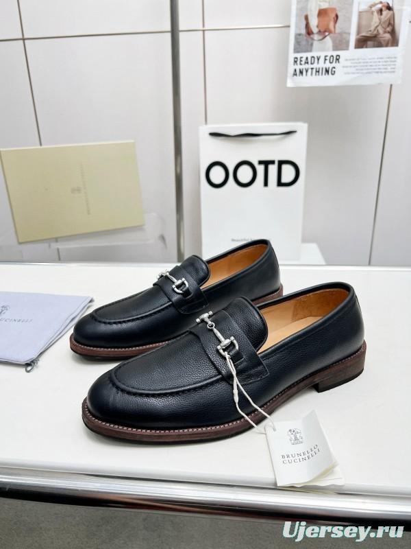 2024 Men Brunello Cucinelli Black Leather Loafers MJ00480