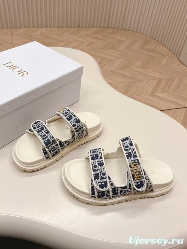 2025 Slippers Dior Blue White Canvas Slippers