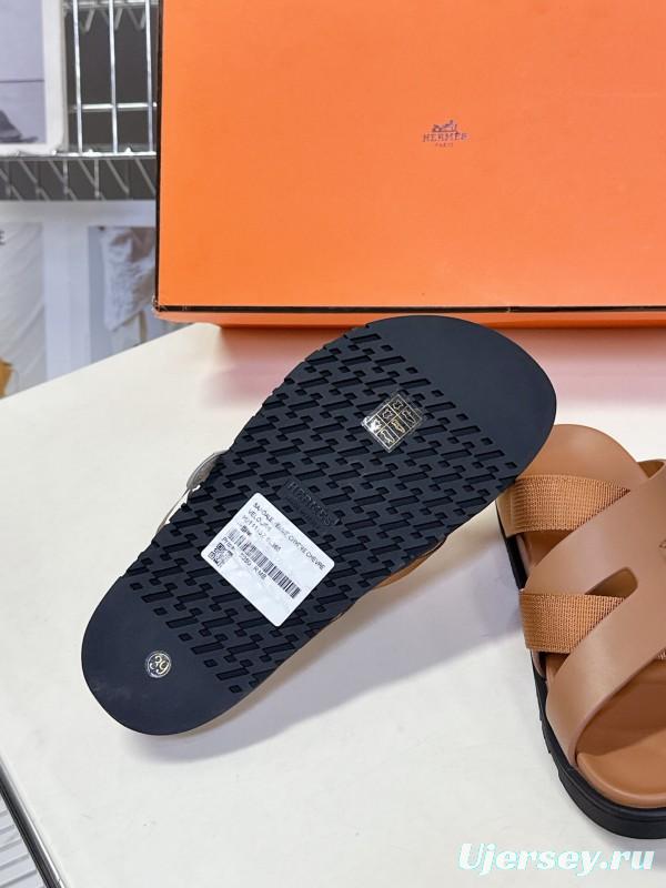 2025 Slippers Hermès Brown Leather Slippers