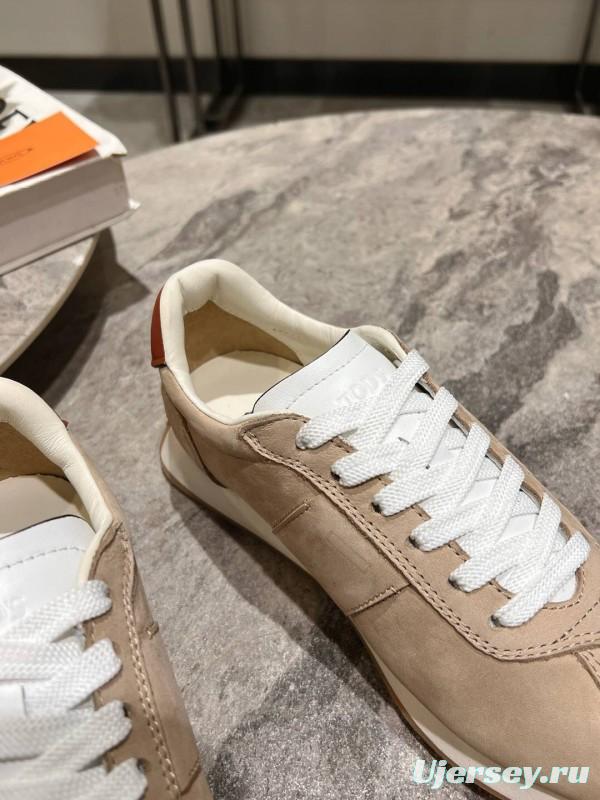 2025 Women TOD'S Beige Leather Suede Sneakers KFY00350