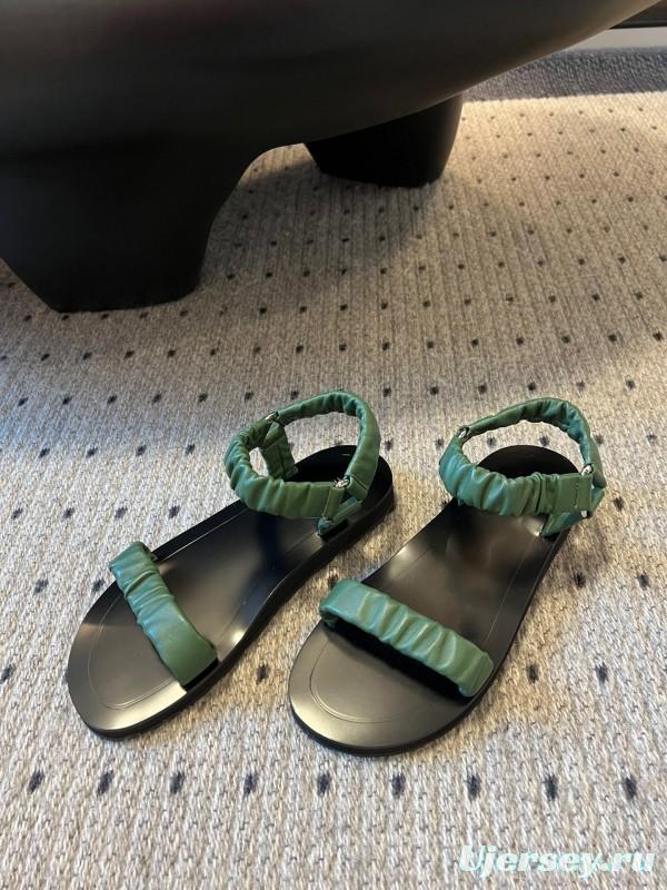 2025 Women The Row Green Leather Sandals