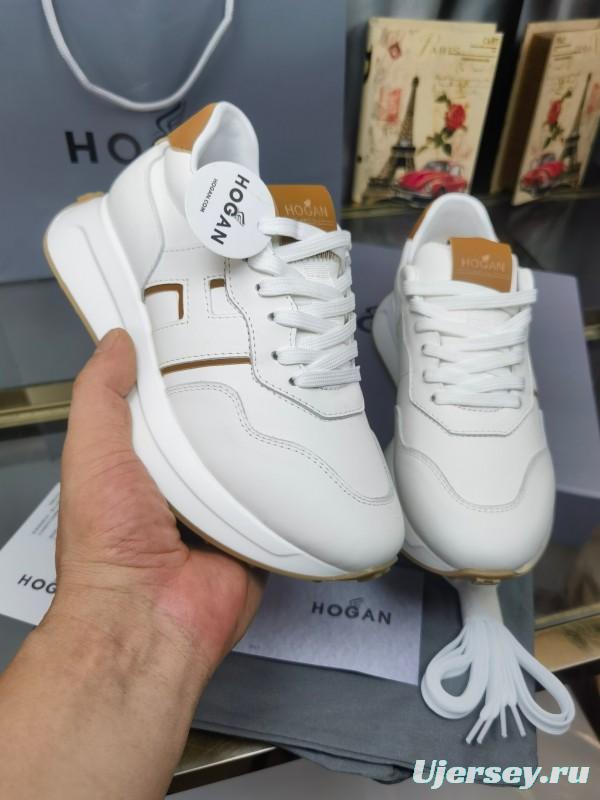 2025 Women HOGAN White Beige Leather Sneakers LY00360(F)