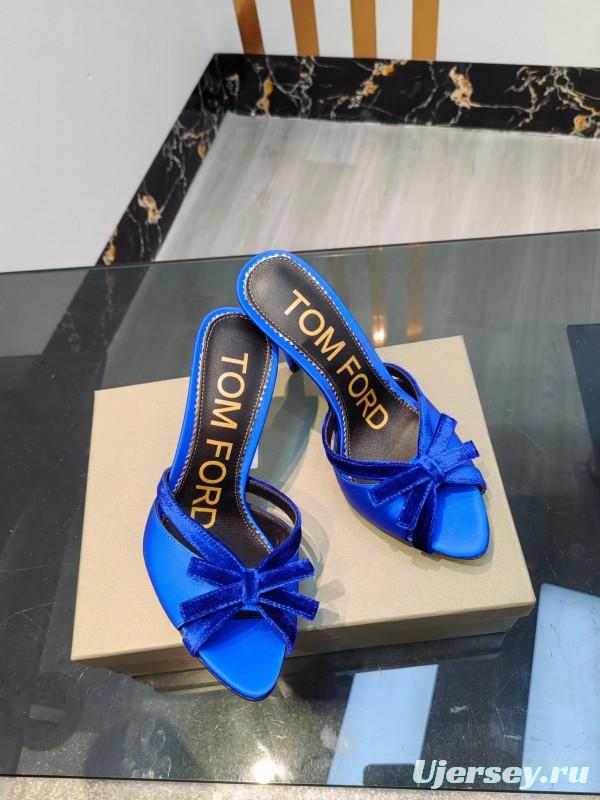2025 Women TOM FORD Blue Velvet High Heel Mules