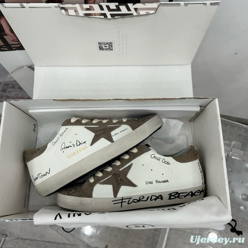 2024 Women GGDB White Grey Suede Leather Sneakers