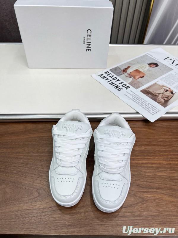 2025 Unisex CELINE White Leather Sneakers KFY00260