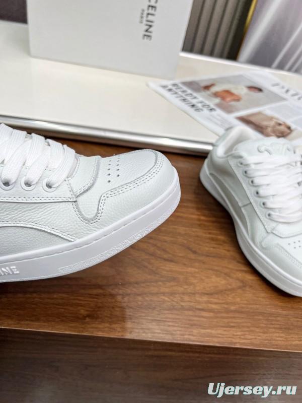 2025 Unisex CELINE White Leather Sneakers KFY00260
