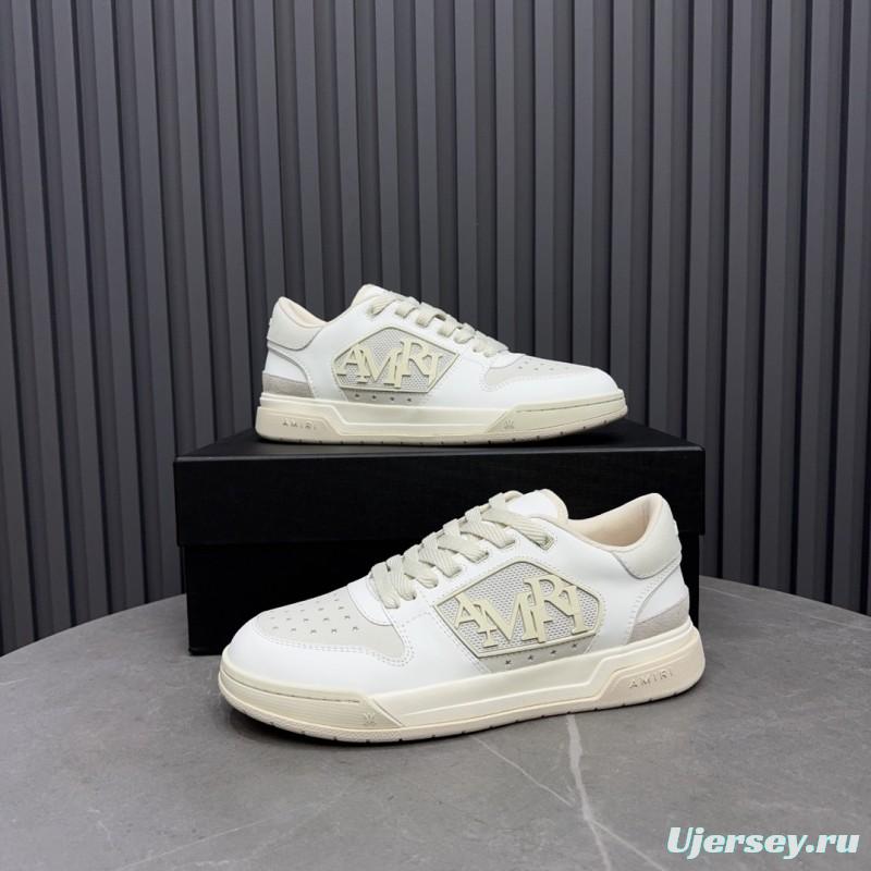 2025 Unisex Amiri White Leather Sneakers MJ00360