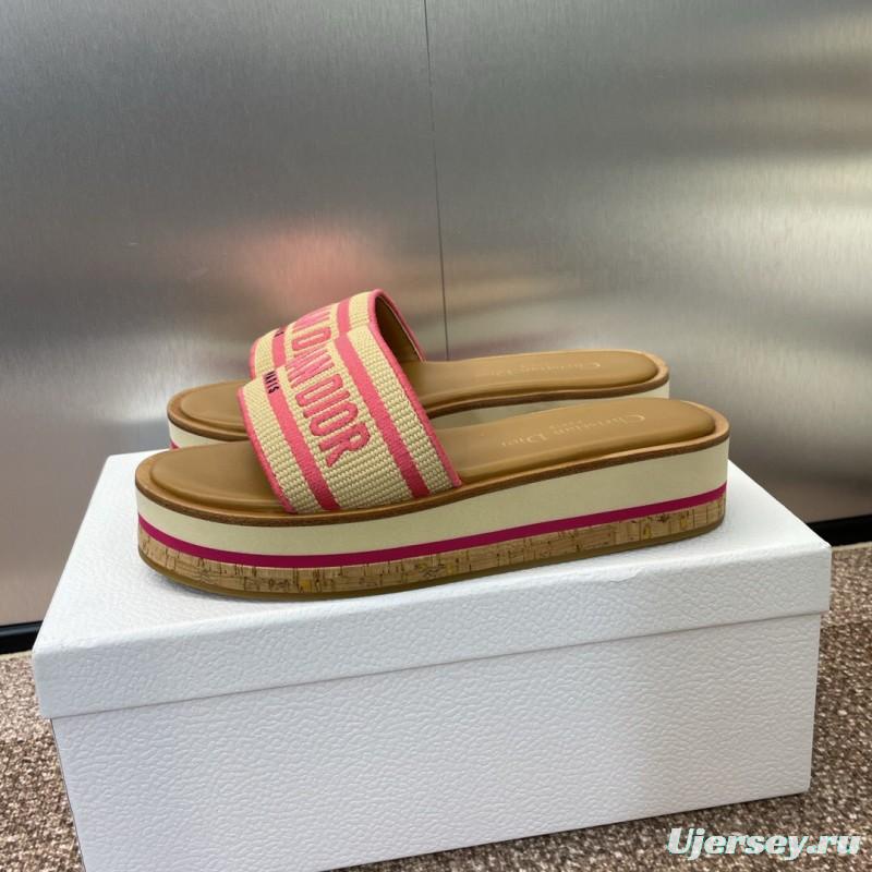 2025 Slippers Dior Pink Canvas Slide