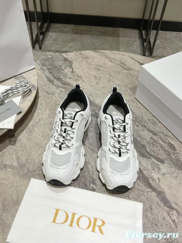 2025 Women Dior White Black Mesh Leather Sneakers KFY00370