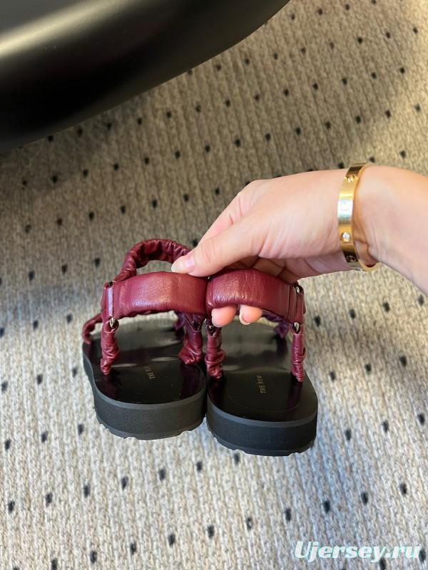 2025 Women The Row Burgundy Leather Sandals