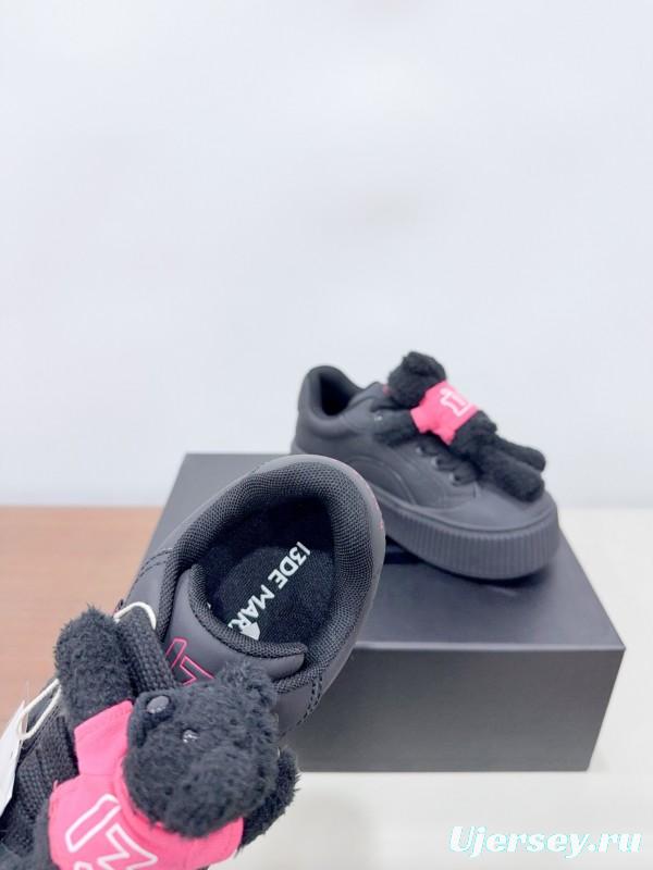 2025 Women 13DE MARZO Black Cow Leather Mesh Casual Shoes 3D Teddy Doll KFY00330