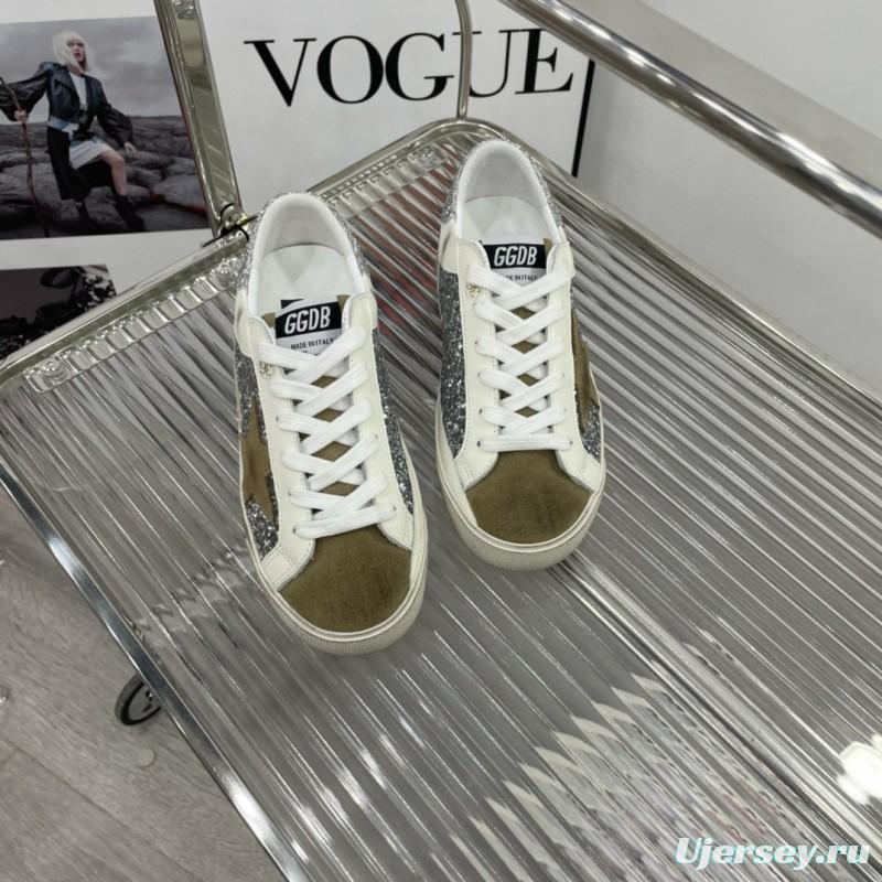 2025 Women GGDB Silver White Suede Leather Sneakers