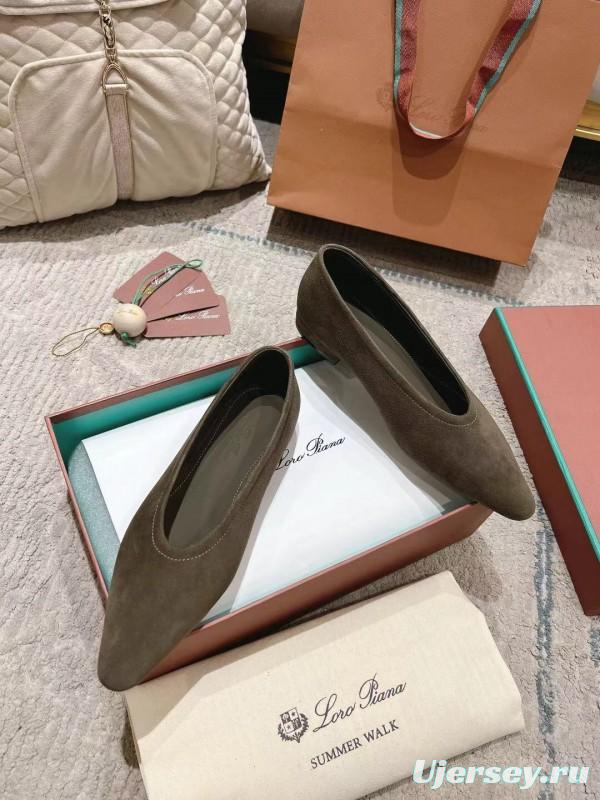 2025 Women LP Brown Suede Ballet Flats