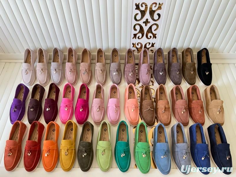 2024 Women Le Parmentier cream pink purple suede loafers