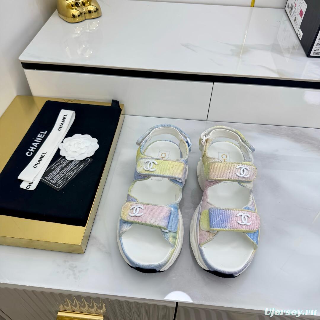2025 Slippers Chanel Pastel Yellow Blue Pink Textile Slippers