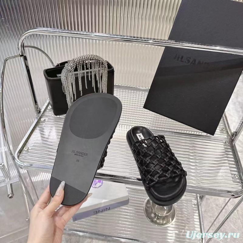 2025 Slippers Jil Sander Black Leather Braided
