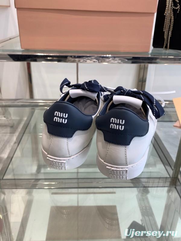 2025 Women Miu Miu White Leather Sneakers LY00290