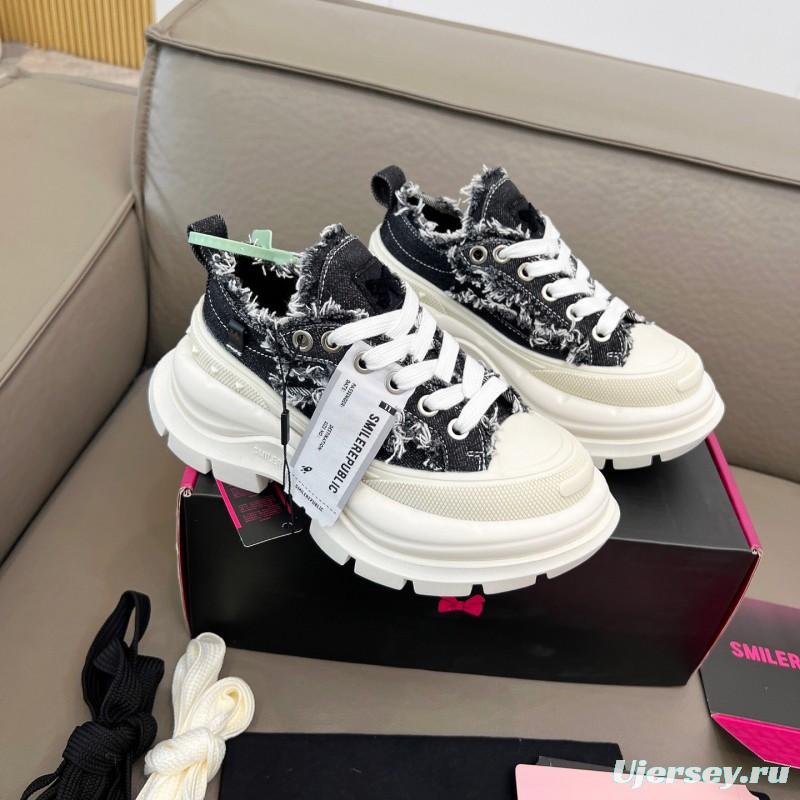 2025 Unisex Smile Republic Black White Canvas Casual Shoes Fringed LY00291