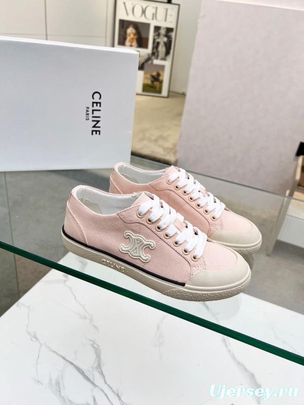 2025 Women Celine Pink Canvas Sneakers LY00210