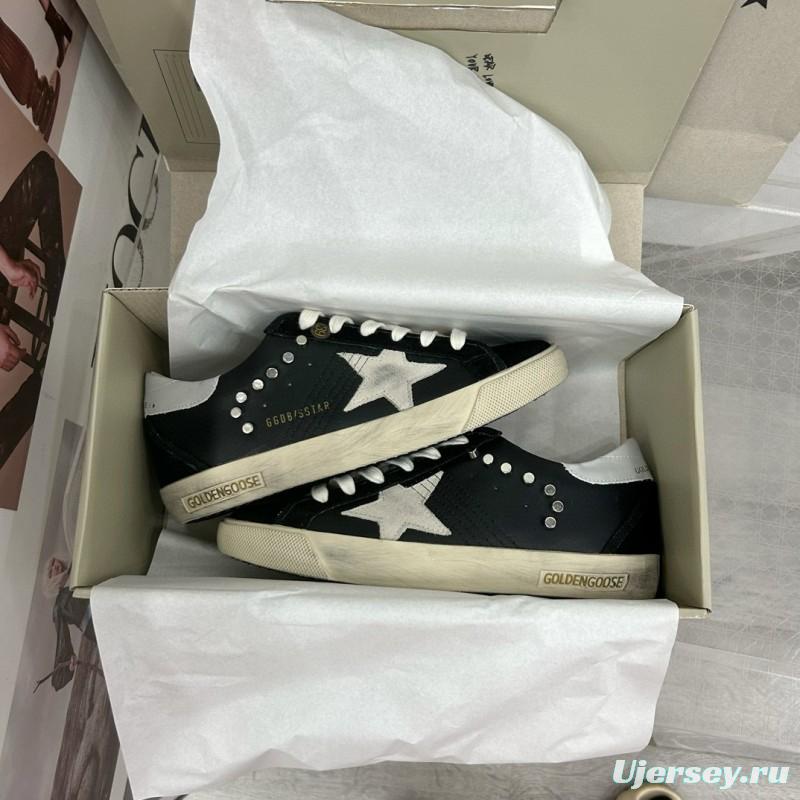 2025 Women GGDB Black White Leather Suede Star Sneakers