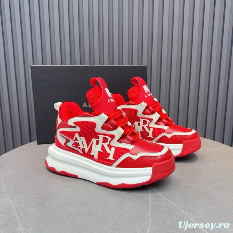 2024 Men Amiri Red White Leather Sneakers MJ00400