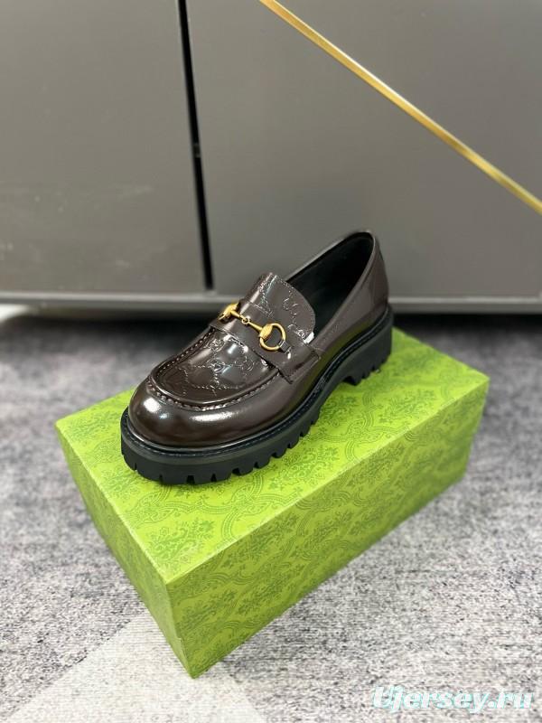 2024 Women Gucci Black Calf Leather Loafers MJ00300