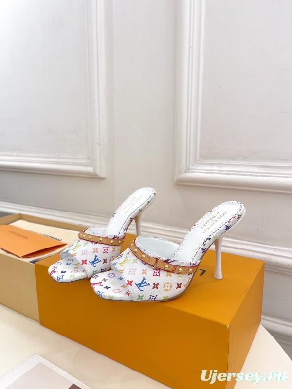 2025 Slippers Louis Vuitton Multi Color Leather Slippers KFY00290
