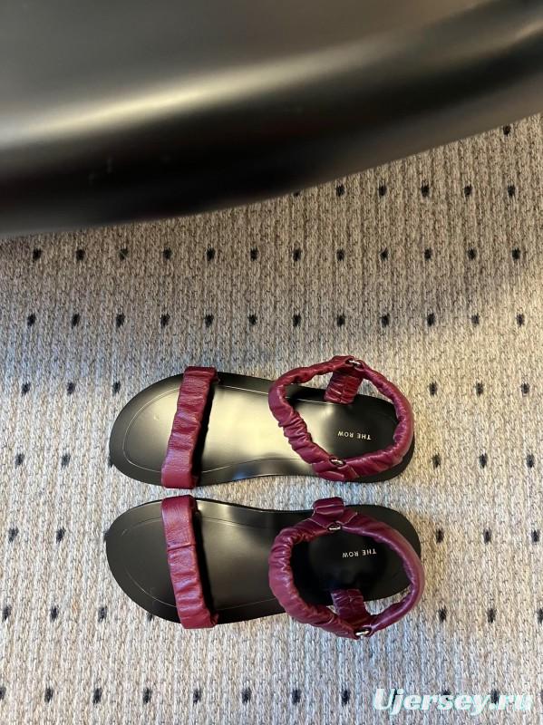 2025 Women The Row Burgundy Leather Sandals