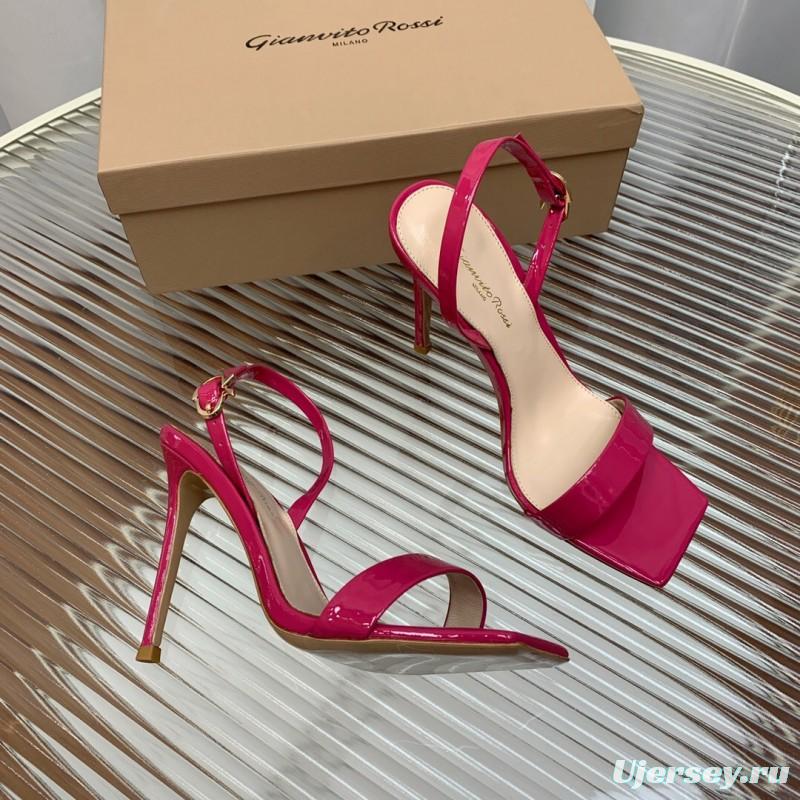 2025 Women Gianvito Rossi Pink Patent Leather High Heel Sandals