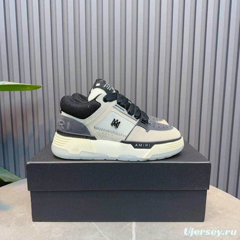 2024 Unisex Amiri Black White Grey Leather Mesh Sneakers MJ00360