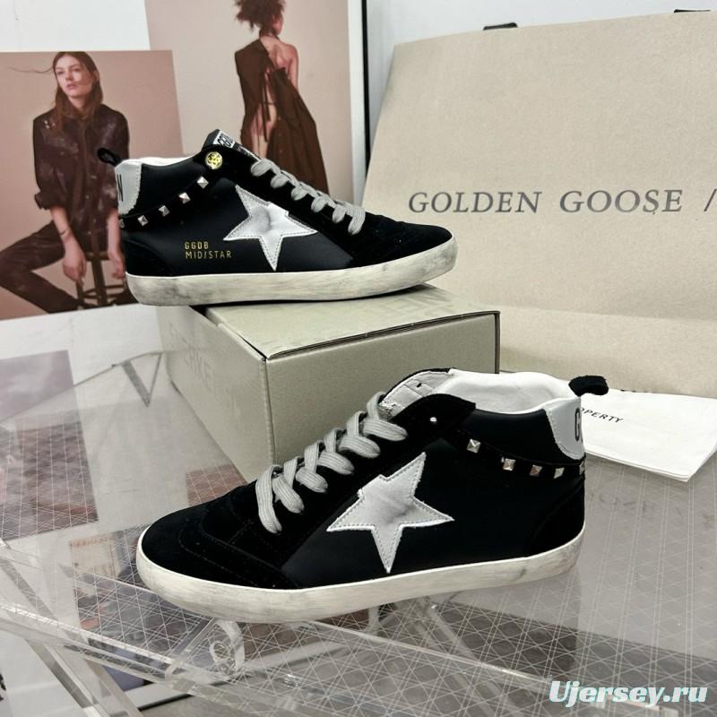 2024 Women GGDB Black White Suede Leather High Top Sneakers MJ00300