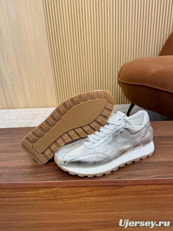 2025 Unisex HOGAN Silver Leather Sneakers