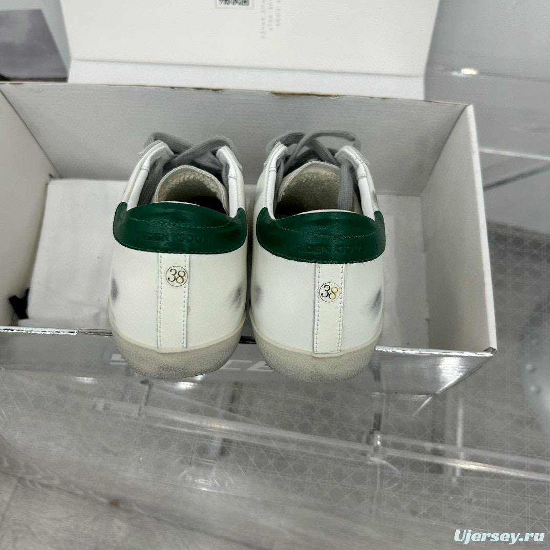 2025 Women GGDB White Green Leather Sneakers