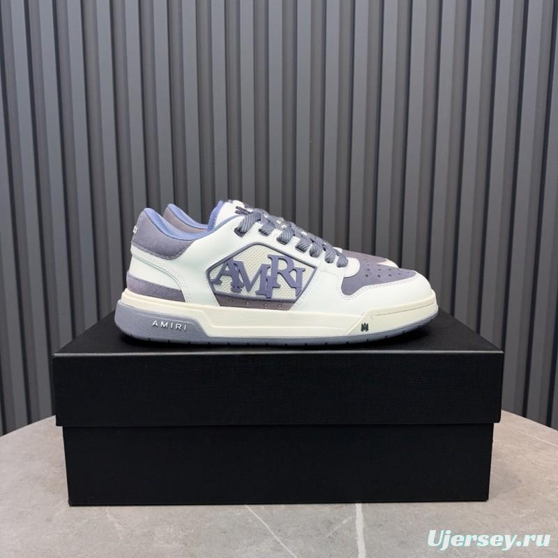 2025 Unisex Amiri White Grey Leather Sneakers MJ00360