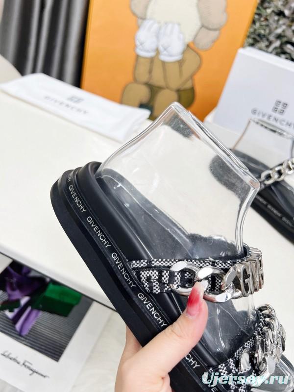 2025 Women Givenchy Black Transparent PVC Chain Sandals LY00250