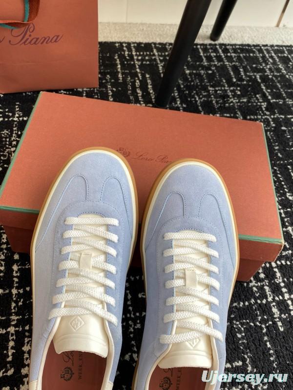 2024 Unisex Loro Piana Light Blue White Custom Leather Sneakers MJ00320