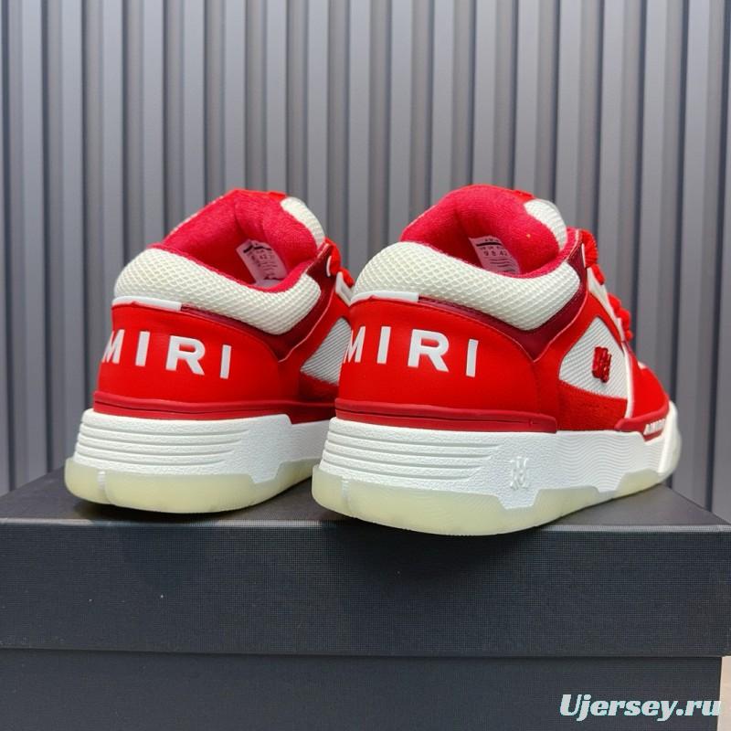 2024 Unisex Amiri埃米尔 Red White Leather Mesh Sneakers MJ00360