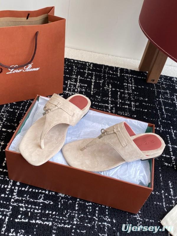 2025 Women Le Parmentier Beige Suede Slippers KFY00280