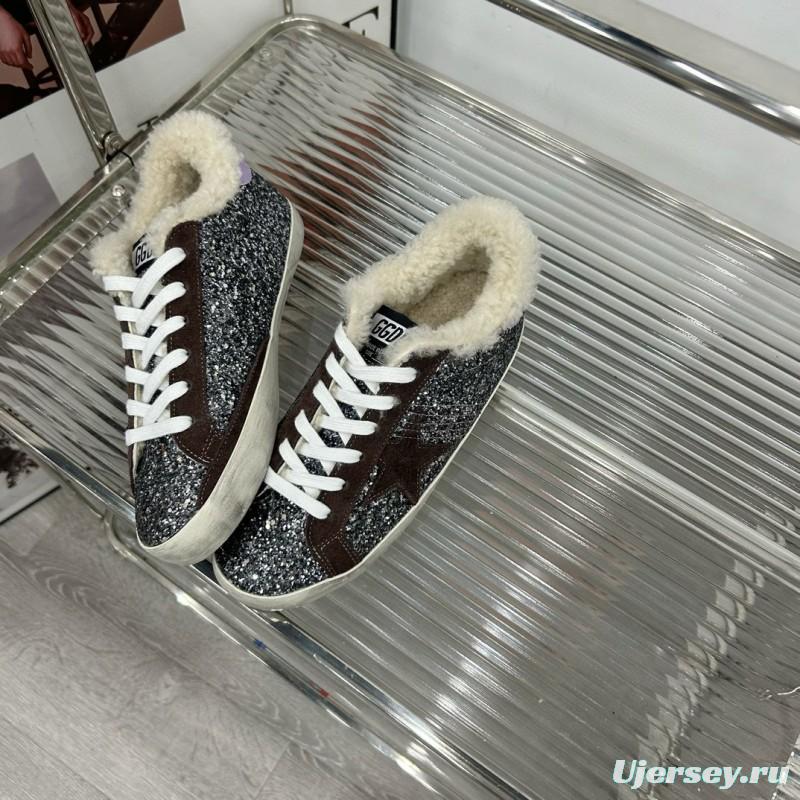 2025 Women GGDB Black Silver Glitter Leather Sneakers MJ00260