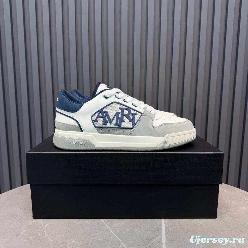 2025 Unisex Amiri White Grey Blue Leather Suede Sneakers MJ00360